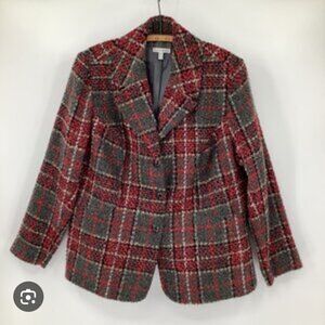 Fashion Bug Red and Gray Plaid Blazer